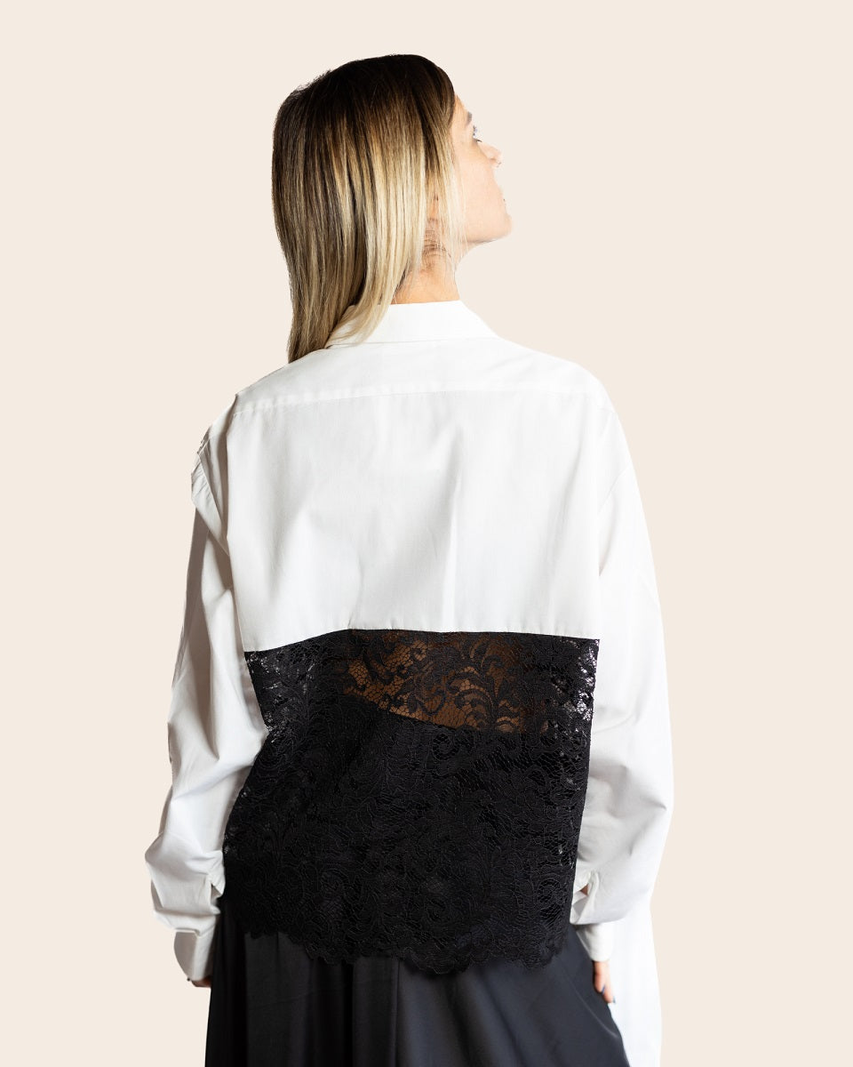 CAMICIA BIANCA CON PIZZO NERO