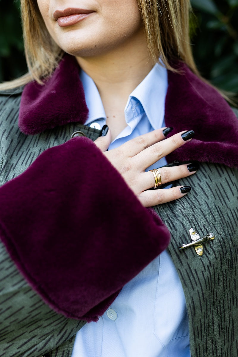 GIACCA 3 GANCI CON PELLICCIA BORGOGNA