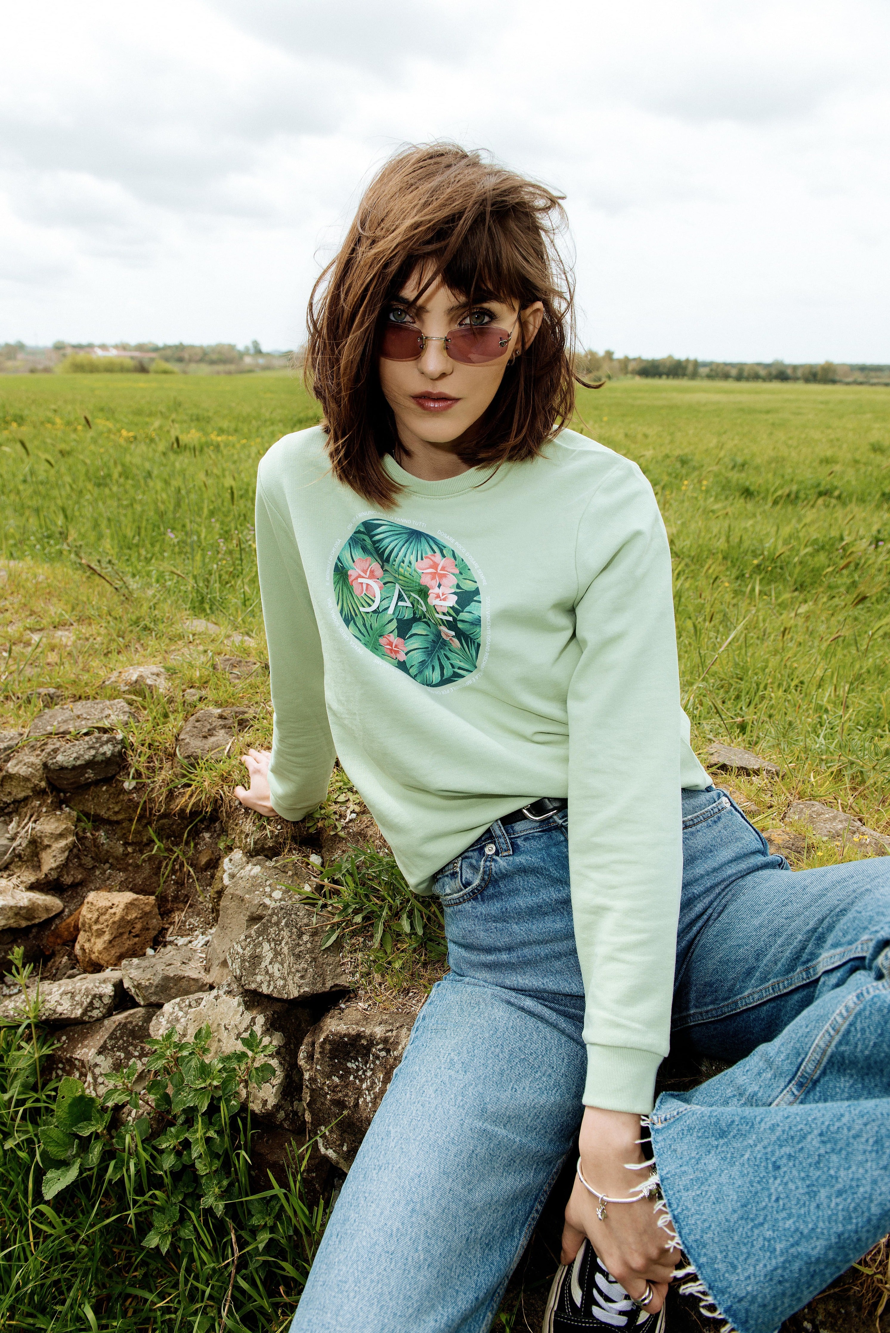 TROPICAL CREWNECK SWEATSHIRT - GREEN