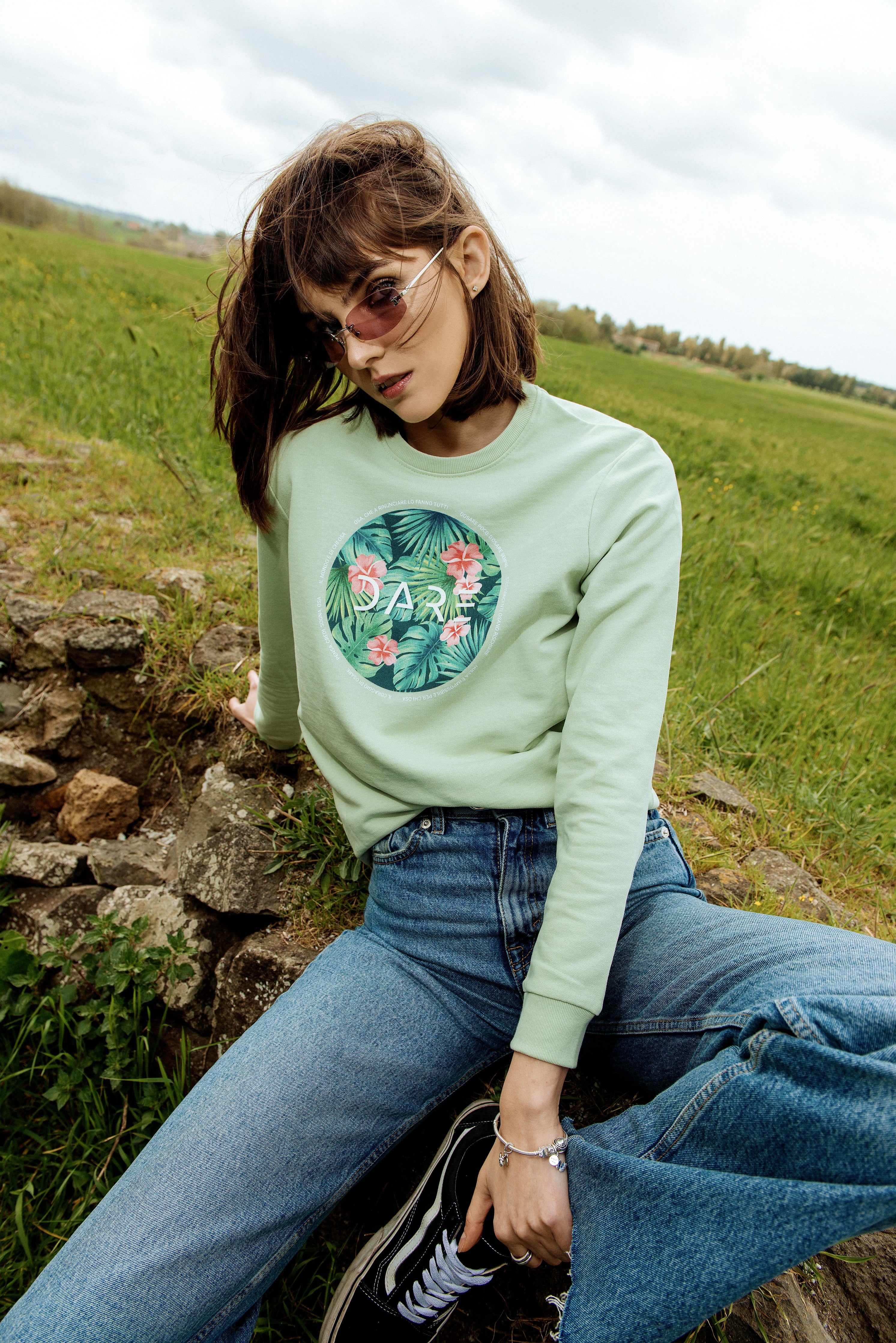 TROPICAL CREWNECK SWEATSHIRT - GREEN